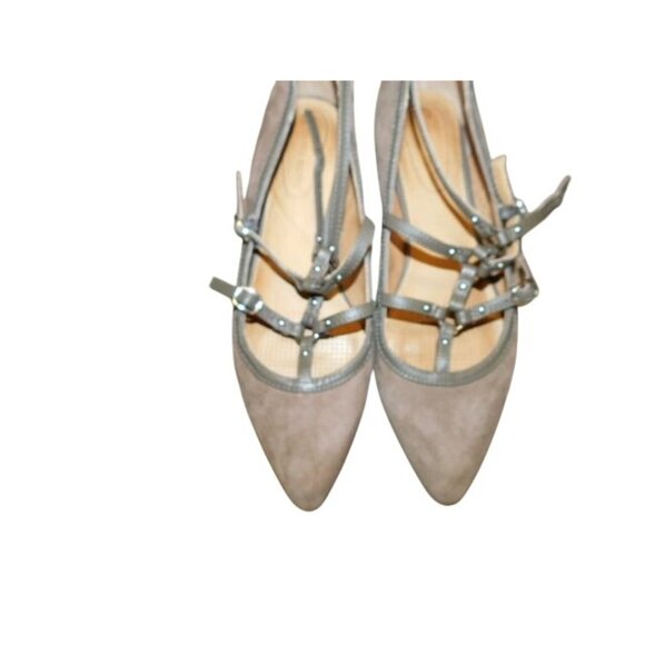 Corso Como Size 7.5M Suede Pointy Toe Strappy Designer Flats Shoes - Picture 3 of 4